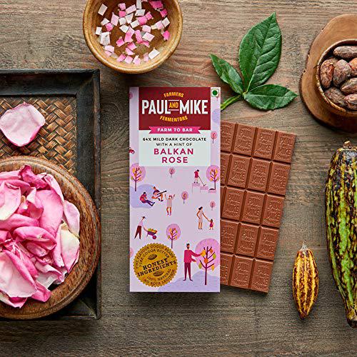 Dark Chocolate | 64% Mild Dark Balkan Rose Chocolate – Vegan &amp; Soy Free - Paul &amp;amp; Mike – 68gm