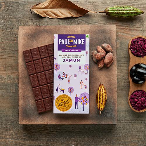 Dark Chocolate | 64% Mild Dark Jamun Chocolate – Vegan &amp; Soy Free - Paul &amp; Mike – 68gm