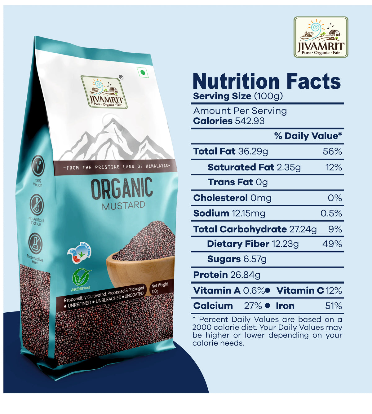 Seeds| Black Mustard Seeds-Organic Healthy Spices - Kali Sarson- No Preservatives- Jivamrit – 100gm