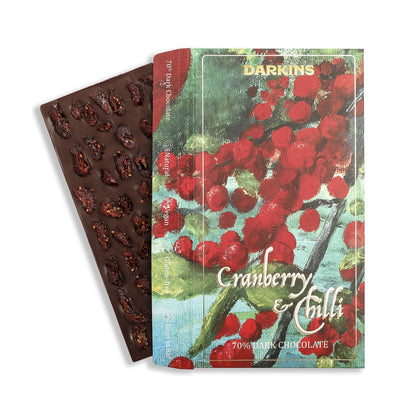 70% Dark Cranberry &amp;amp; Chilli - Vegan &amp;amp; Gluten Free – Darkins – 65gm