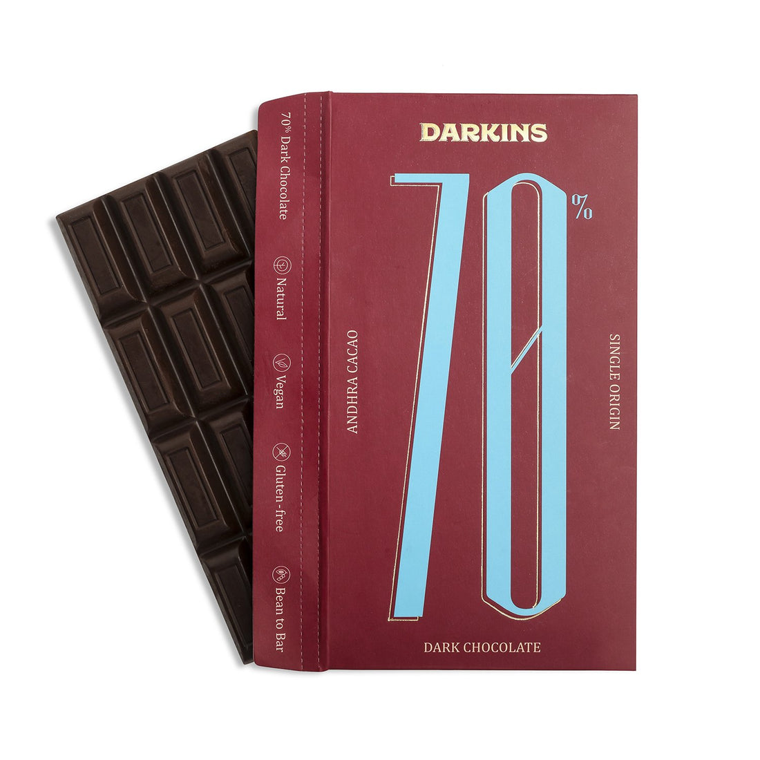 70% Single Origin Dark Chocolate - Andhra Cacao- Vegan &amp;amp; Gluten Free – Darkins – 65gm