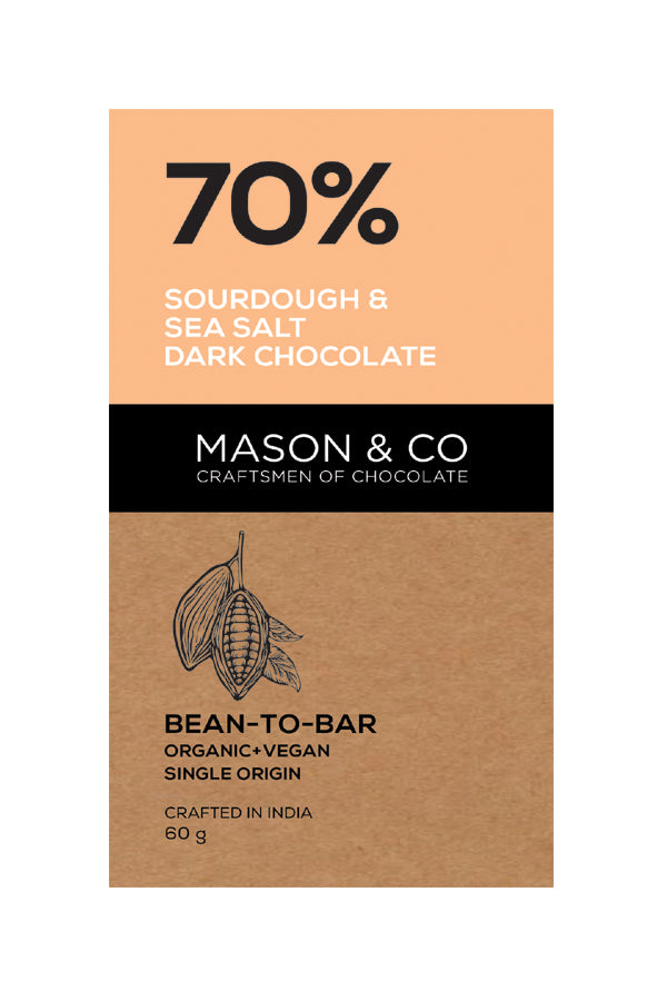 70% Sourdough &amp;amp; Sea Salt Dark Chocolate Bar - Mason &amp;amp; Co - 60gm