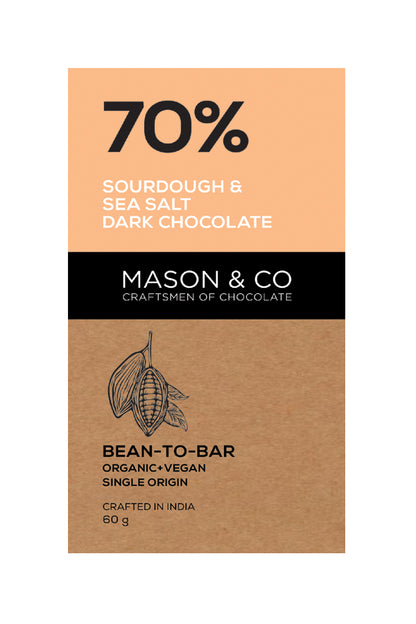 70% Sourdough &amp;amp; Sea Salt Dark Chocolate Bar - Mason &amp;amp; Co - 60gm
