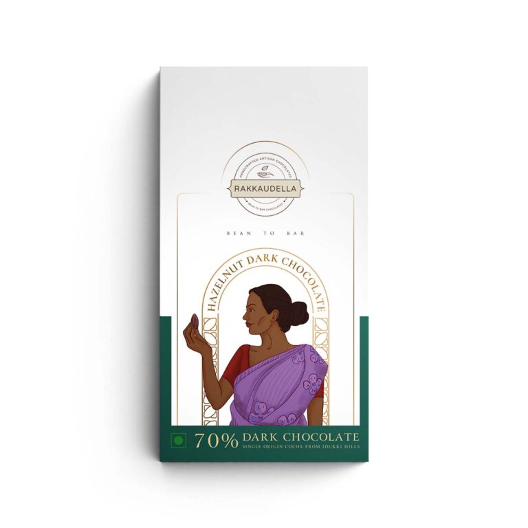Dark Chocolate| 70% Dark Hazelnut Chocolate - Handcrafted Artisan Chocolate - Bean To Bar - Vegan  -Rakkaudella- 65gm