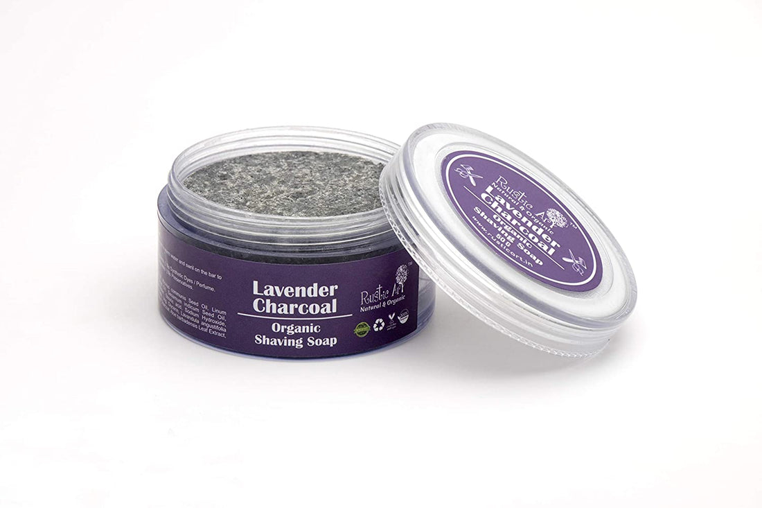 Lavender Charcoal Shaving Soap - Rustic Art - 50gm