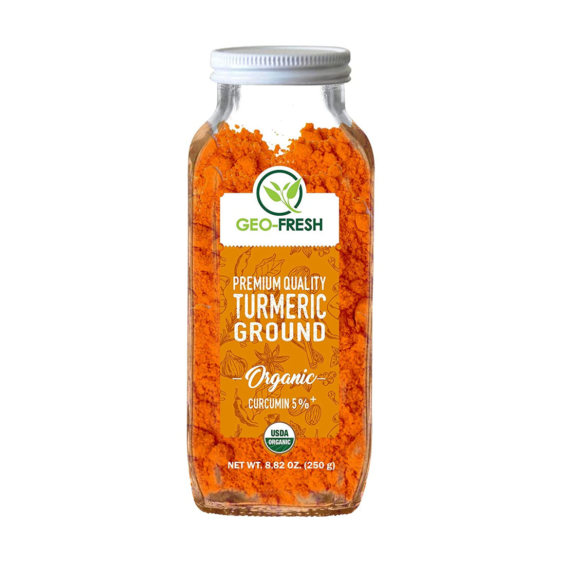 Turmeric Powder | Premium Quality (Curcumin 5%) - USDA Organic - Geo Fresh - 250gm