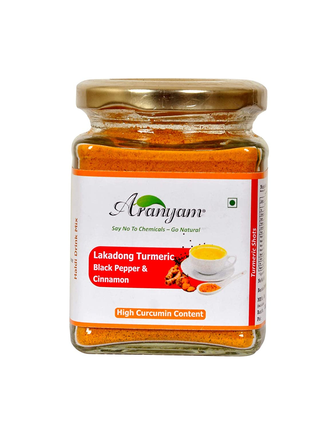 Lakadong Turmeric | Black Pepper & Cinnamon - Immunity Booster – No Artificial Colors, Additives & No Added Preservatives - Aranyam - 100gm