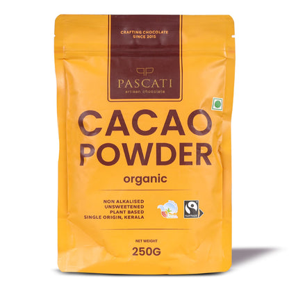 Cacao Powder | Unsweetened - USDA Organic - Vegan &amp; No Added Preservatives - Pascati - 250gm