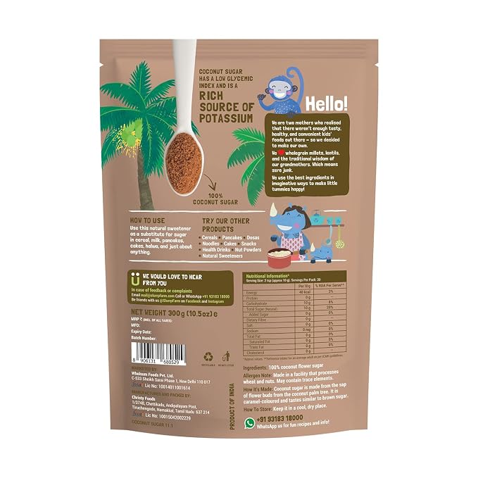 Sugar | Coconut Sugar - Natural Sweetener - No Chemicals &amp; Additives - Slurrp Farm - 300gm