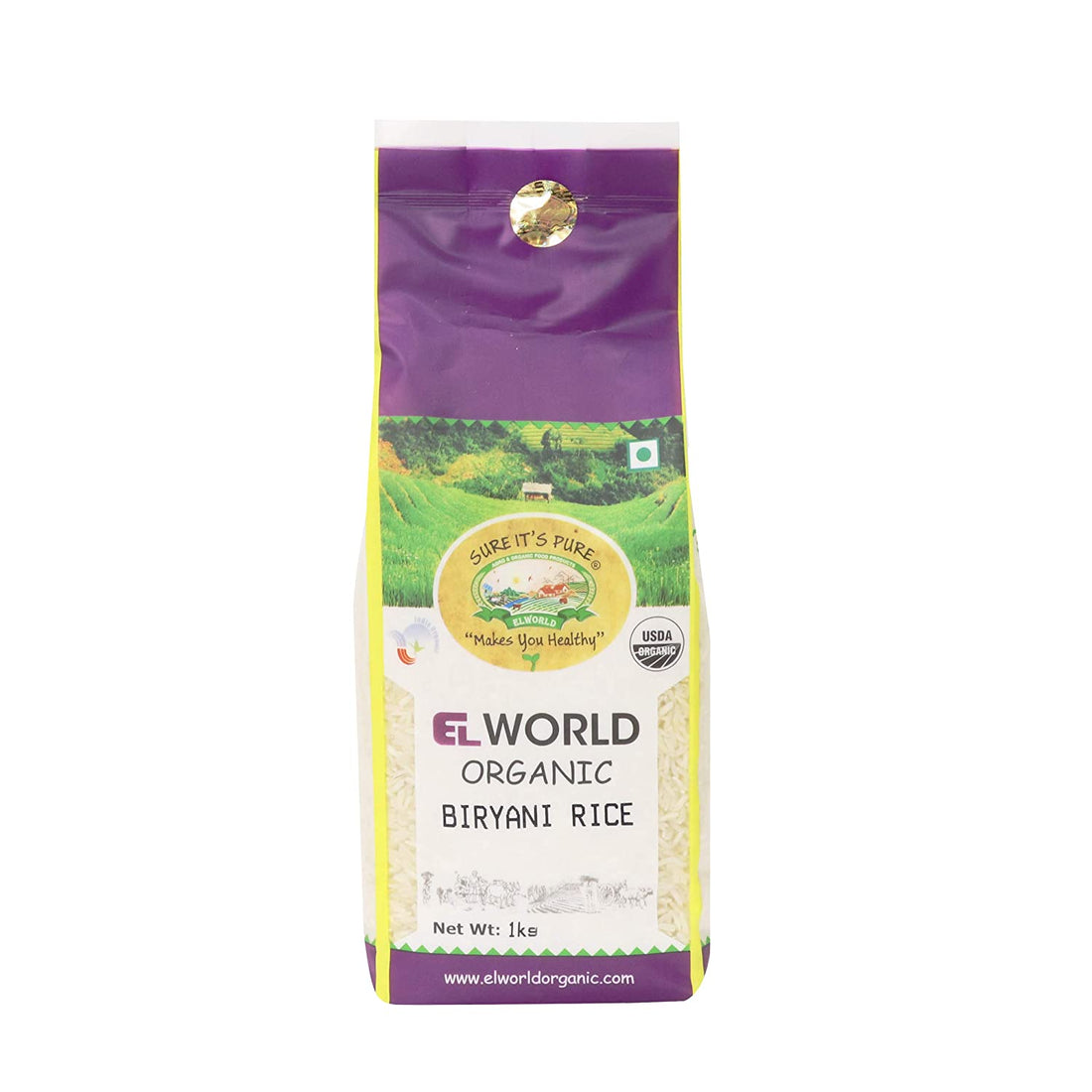 Rice | Biryani Rice - Elworld Organic - 1000gm