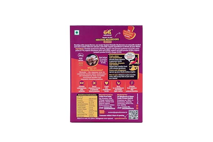 Mushrooms | Smoked Hiratake Mushrooms -Ready To Eat-100% Plant Based, Gluten Free-Soy Free-No Preservatives- OG Mushrooms – 120gm