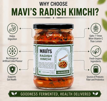 Kimchi | Radish Kimchi - No Added Vingear, Flavours &amp; No Preservatives - MAVI’s - 500gm