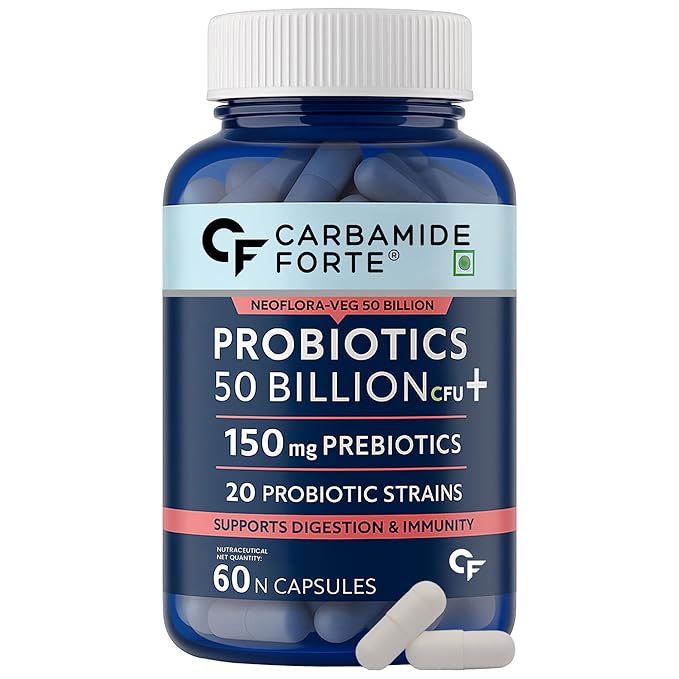 Probiotics  50 Billion CFU Gut Health Supplements with Probiotic | Gut Cleanse with Prebiotics and Probiotics-Carbamide Forte– 60 Capsules