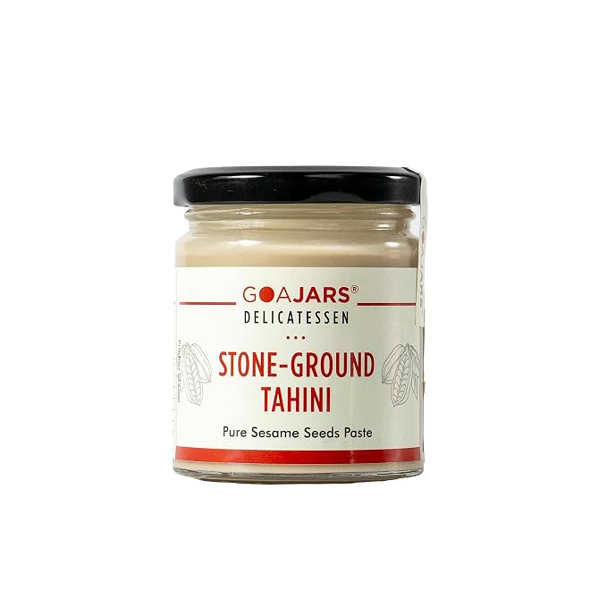 Tahini | Stone Ground Tahini - 100% Pure And Raw Sesame Seed Paste (Made With Grinding Stones) - 100% Natural - Vegan &amp;amp; Gluten Free - GOAJARS - 180gm