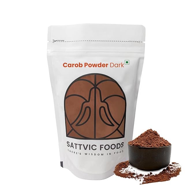 Carob Powder | Dark Roast - Caffeine Free, Pet-friendly-No Preservatives - Sattvic Foods - 250gm