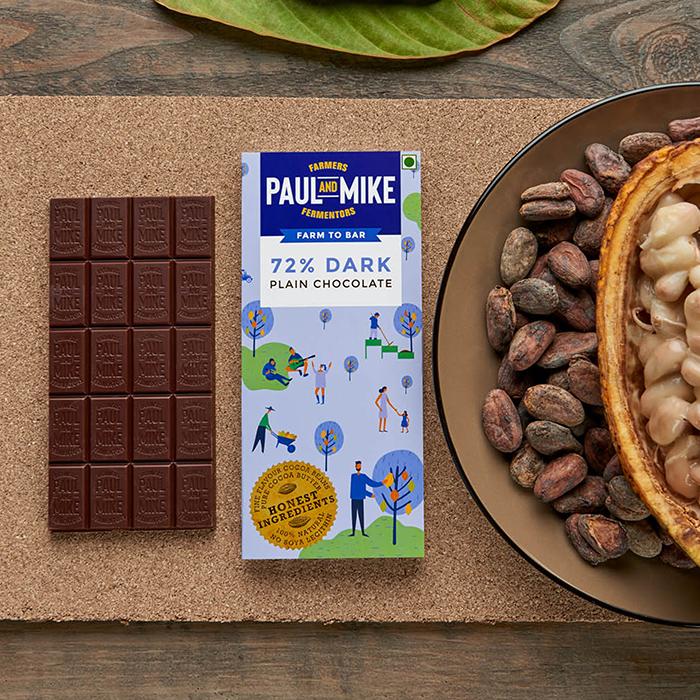 72% Dark Plain Chocolate - Vegan &amp; Soy Free – Paul &amp; Mike – 68gm