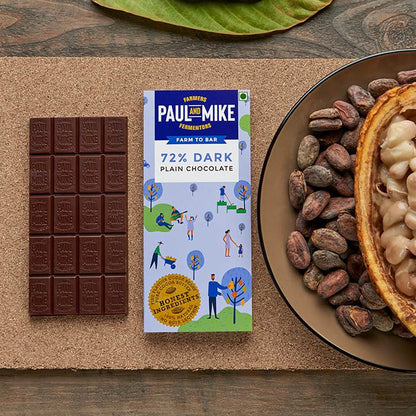 72% Dark Plain Chocolate - Vegan &amp; Soy Free – Paul &amp; Mike – 68gm