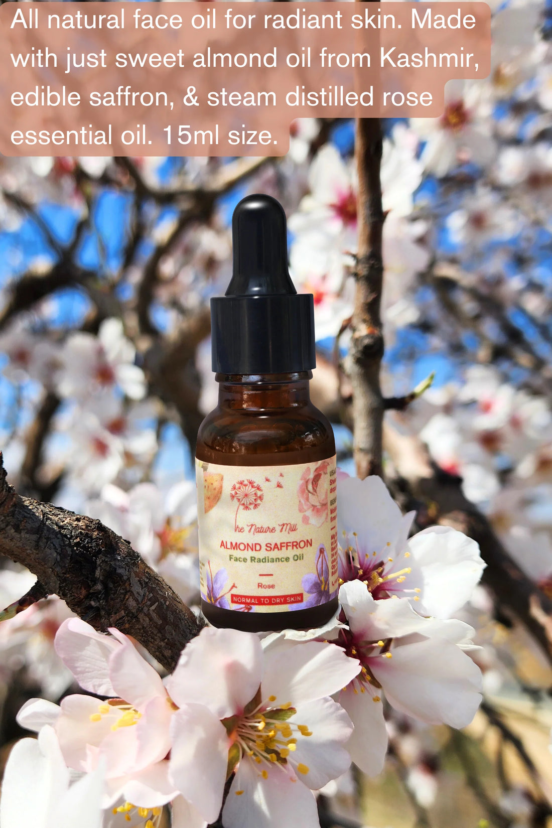 Oil | Almond Saffron Face Radiance Oil (Rose) - Normal To Oily Skin - The Nature Mill – 15ml
