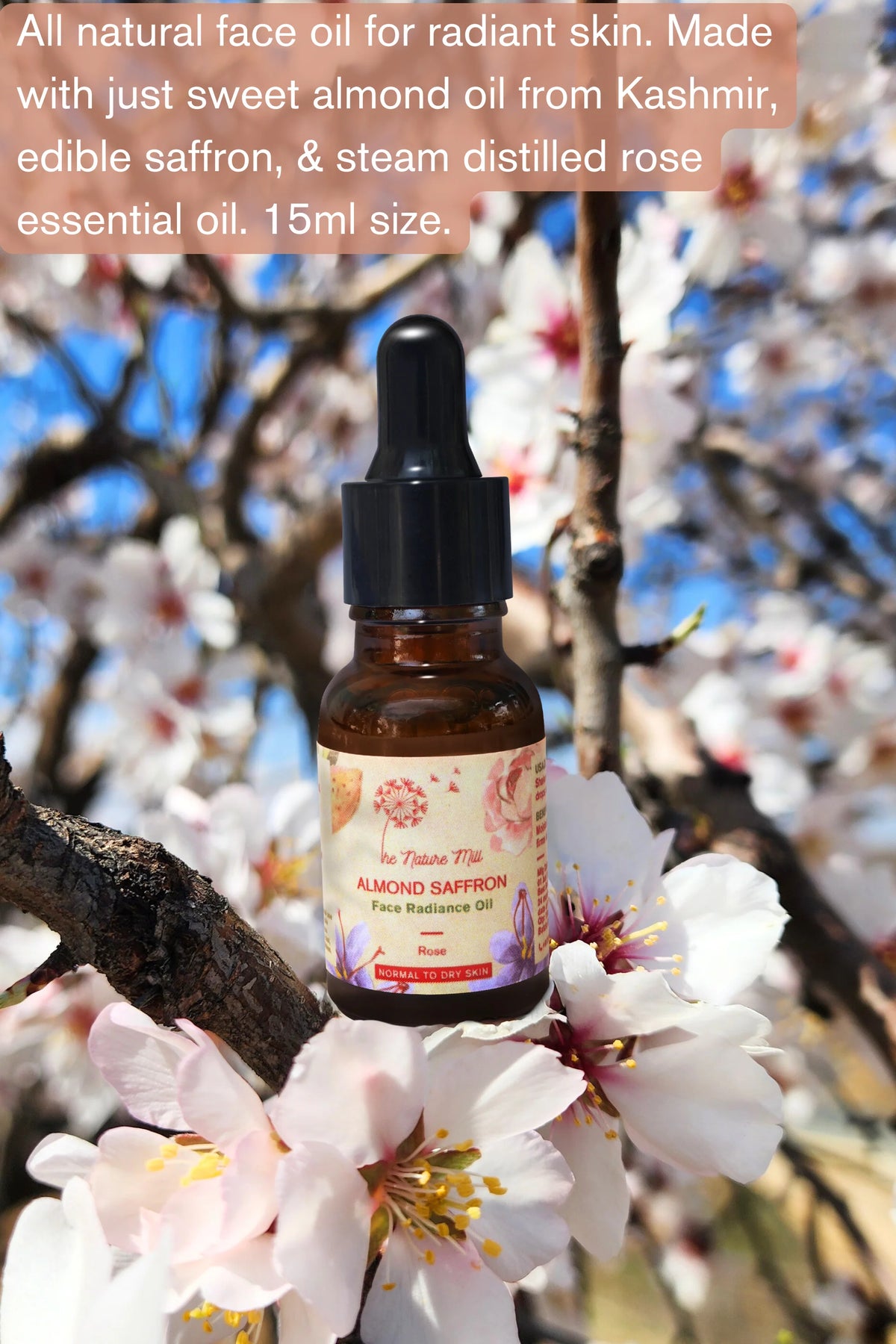 Oil | Almond Saffron Face Radiance Oil (Rose) - Normal To Oily Skin - The Nature Mill – 15ml