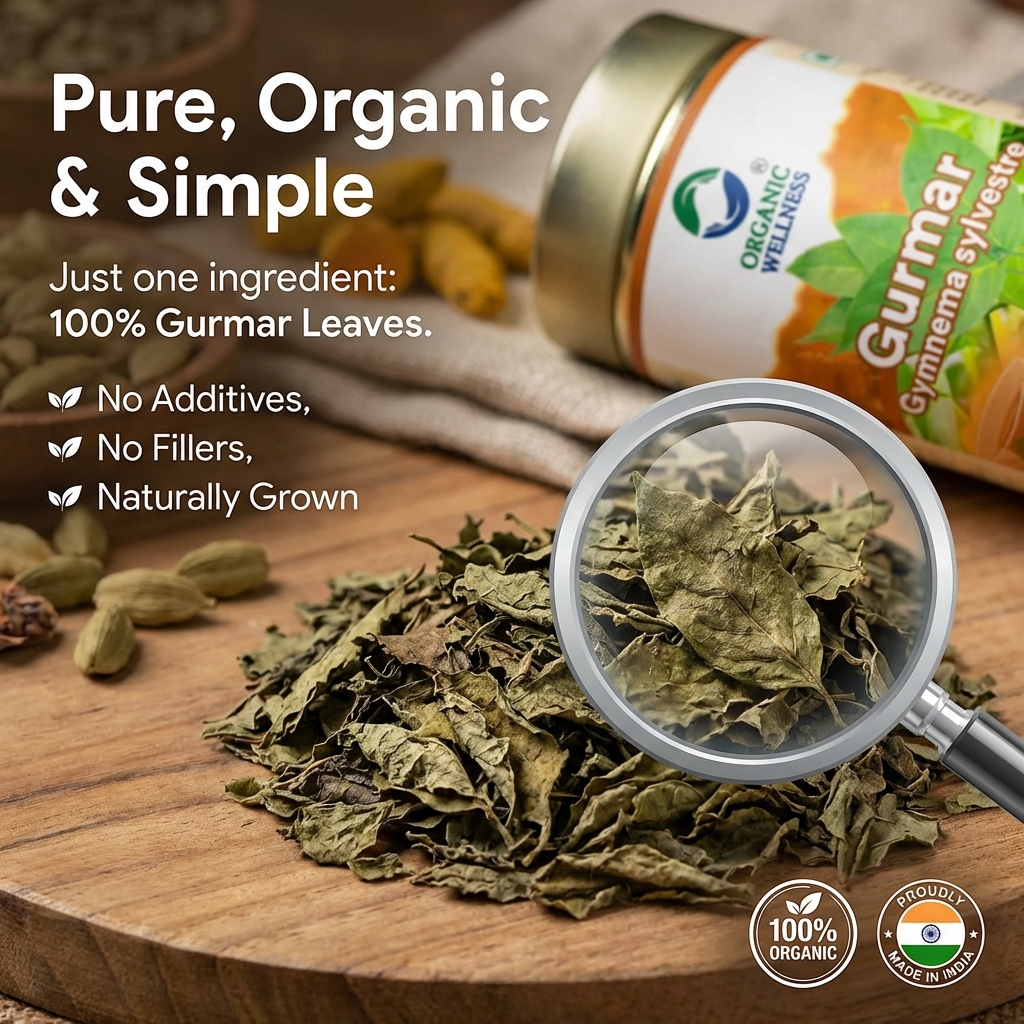 Tea | Gurmar Gymnema Sylvestre Tea - USDA Organic – Caffeine Free, Tin Pack - Organic Wellness –  100gm