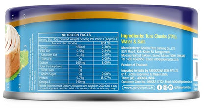 Tuna Chunks (Spring Water)-Omega -No Preservative &amp; Artificial Colours – Golden Prize – 200gm