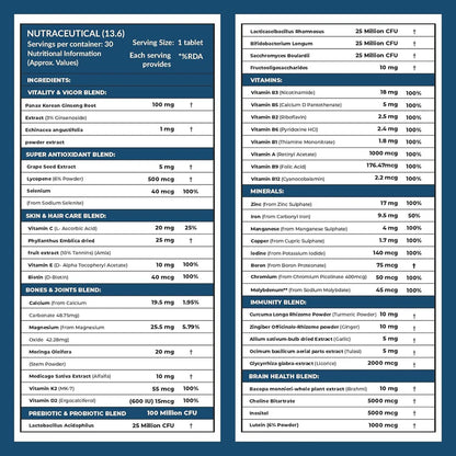 Multivitamin With Probiotics &amp; Ginseng (45 Ingredients, 9 Vital Blends) - Supports Energy, Immunity, &amp; Better Digestion - Carbamide Forte - 60 Tablets