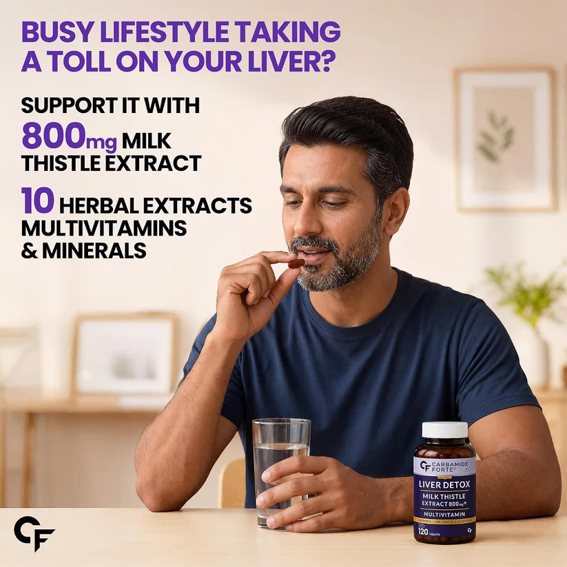 Detox | Liver Detox Milk Thistle Expract -800mg Multivatamin-Minerals-Herbs-Supports Liver Health &amp; Digestion Carbamide Forte-120 Tablets