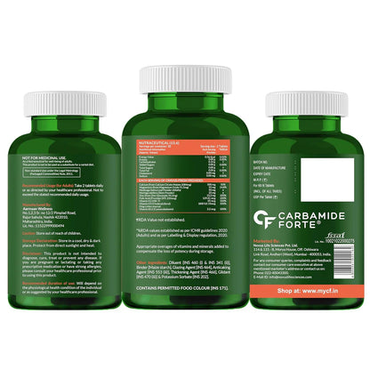 Calcium Magnesium Zinc Tablets – For Bone &amp; Joint Support Vitamin D3, K2 MK7 &amp; B12 for Better Absorption &amp; Energy- Carbamide Forte-10 Tablets