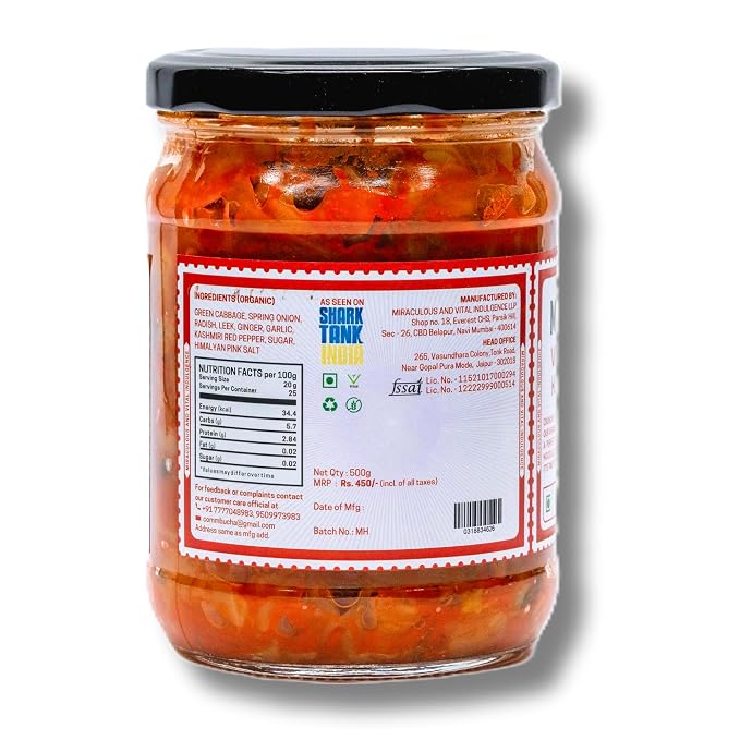 Kimchi | Vegan Kimchi Crunchy, Tangy, Spicy - Vegan, No Added Vingear, Flavours &amp; No Preservatives - MAVI’s - 500gm