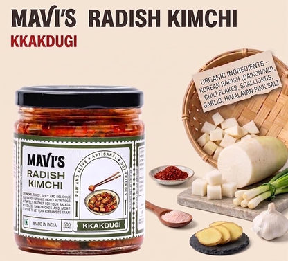 Kimchi | Radish Kimchi - No Added Vingear, Flavours &amp; No Preservatives - MAVI’s - 500gm