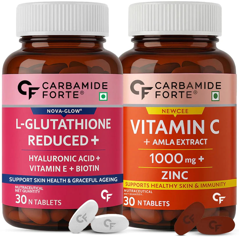 L-Glutathione Reduced  Hayaluronic Acid+ Vitamine E+ Biotin 500 mg | With Vitamin C &amp; Amla Extract 1000 mg Carbamide Forte-30 Tablets