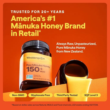Manuka Honey | Raw Manuka Honey K Factor 16+ - Wedderspoon - 1500gm