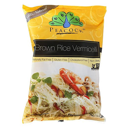 Brown Rice Vermicelli - Gluten Free, Cholesterol Free &amp;amp; Fat Free – Peacock - 200gm