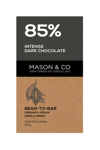 85% Intense Orange Dark Chocolate Bar - Vegan &amp;amp; Gluten Free - Mason &amp; Co - 60gm