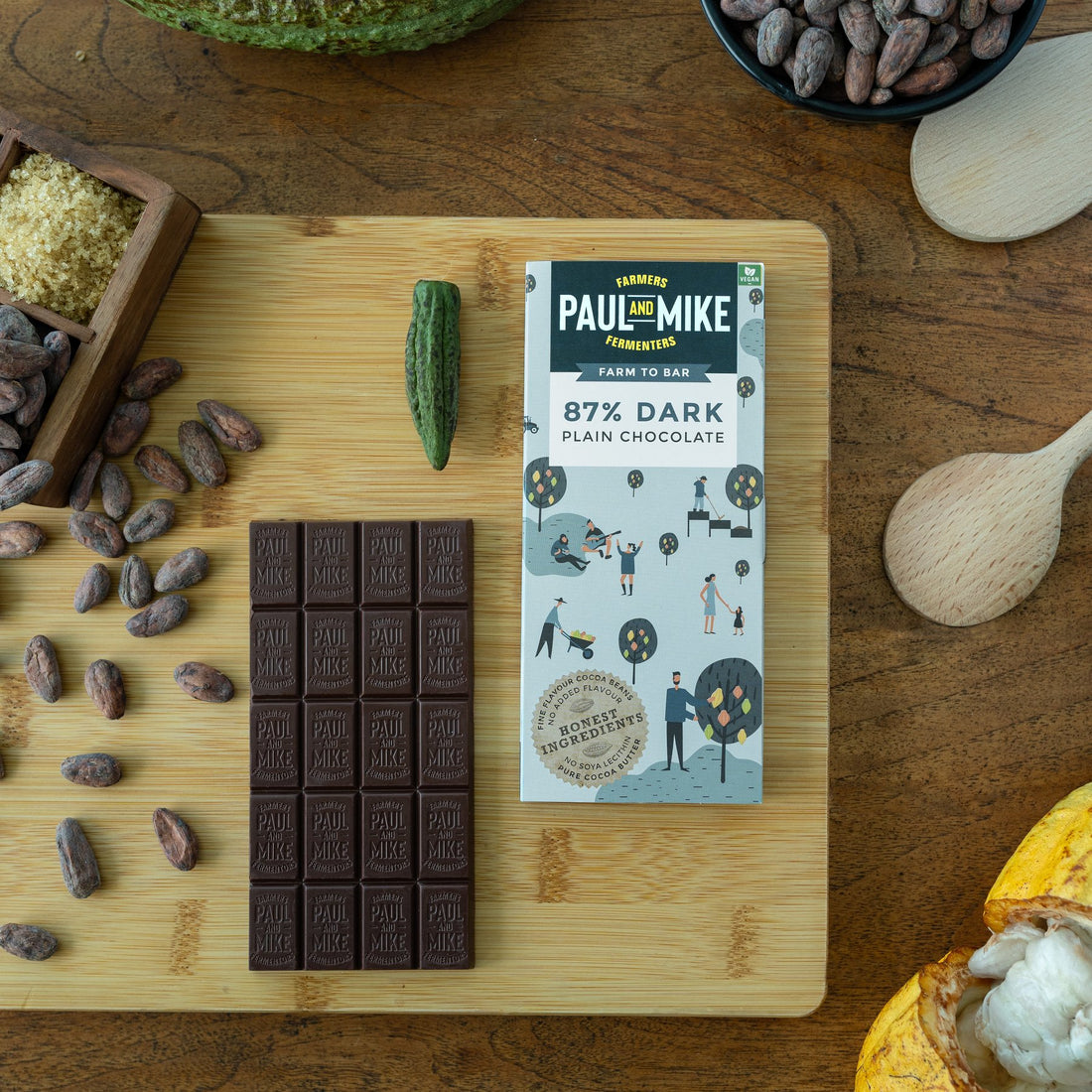 87% Dark Plain Chocolate - Vegan & Soy Free – Paul & Mike – 68gm