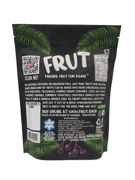 Elderberries |  Frozen Elderberries – No Added Sugar, Flavours &amp; No Added Preservatives – Frut – 1000gm