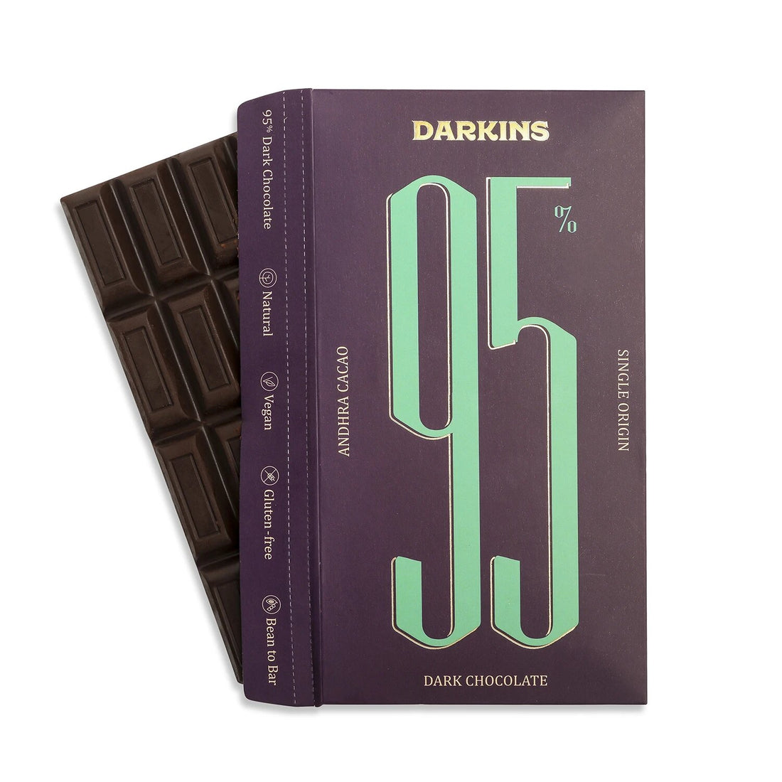Dark Chocolate | 95% Single Origin Dark Chocolate - Vegan & Gluten Free - Andhra – Darkins – 65gm