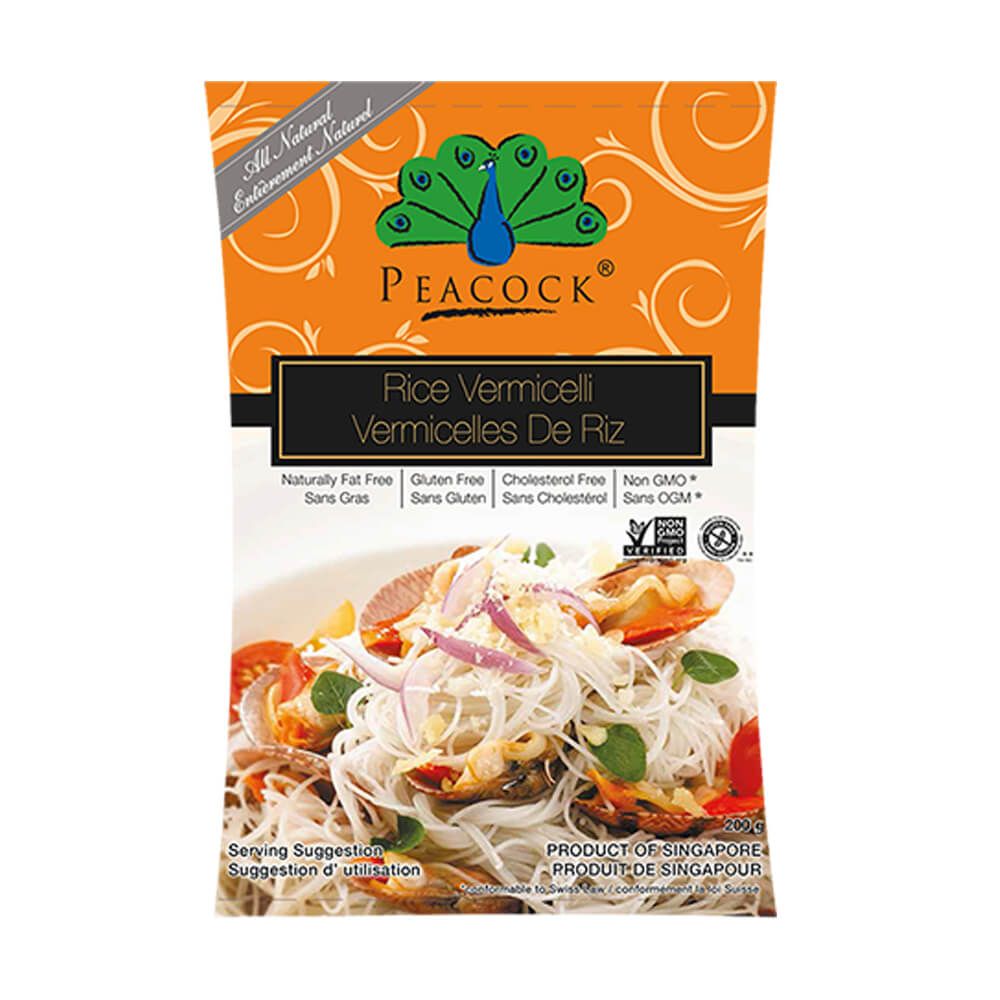 Rice Vermicelli - Gluten Free, Cholesterol Free &amp;amp; Fat Free - Peacock - 200gm