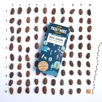 Dark Chocolate | 99% Dark Chocolate – Vegan &amp; No Refined Sugar – Paul And Mike – 68gm