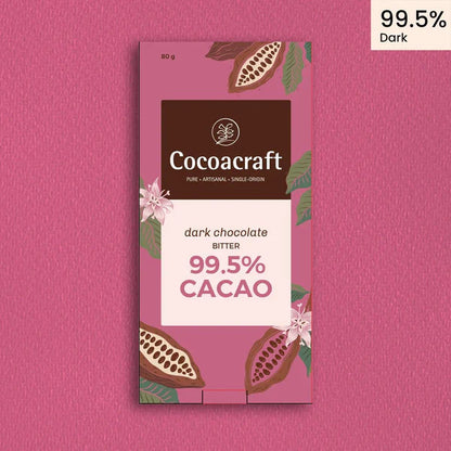Dark Chocolate | 99.5% Cacao - Extra Bitter - Preservatives Free, No Artificial Flavour &amp;amp; No hydrogenated Oils - Cocoacraft - 80gm