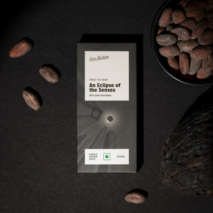Dark Chocolate | 99% Dark Chocolate (Mini) – An Eclipse Of The Senses – Tree To Bar – Single Origin – 100% Natural – Vegan, Gluten Free, Palm Oil Free, Non GMO, No Artificial Flavour &amp; No Added Preservatives – Bon-Fiction – 55gm