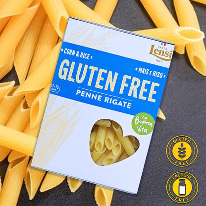 Pasta | Penne Rigate Pasta (Made By Corn &amp;amp; Rice) - Made In Italy - Gluten Free &amp;amp; Lactose Free - Pasta Lensi - 400gm