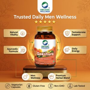 Gokshura (Boosts Testosterone) -Hormonal Balance, Vitality Enhancement, Renal Support-No Artificial Additives- Organic Wellness - 90 Vegetarian Capsules