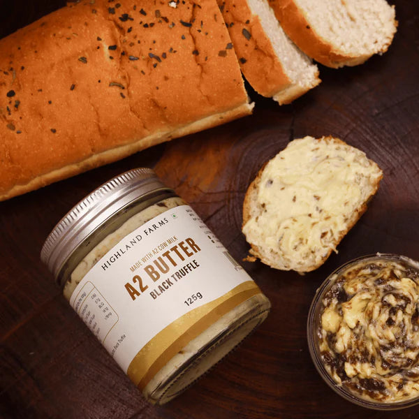 Butter | A2 Butter Black Truffle (Made With A2 Cow Milk) - No Added Preservatives & No Added Artificial Additives - Highland Farms - 125gm