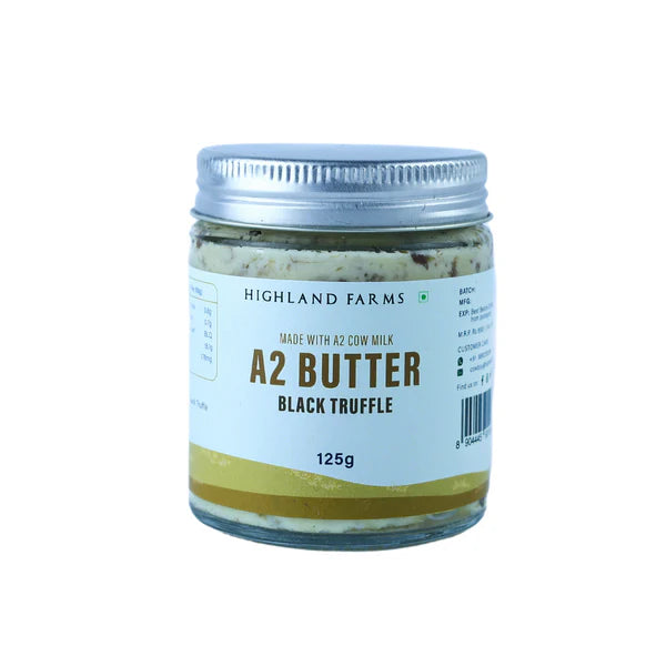 Butter | A2 Butter Black Truffle (Made With A2 Cow Milk) - No Added Preservatives & No Added Artificial Additives - Highland Farms - 125gm