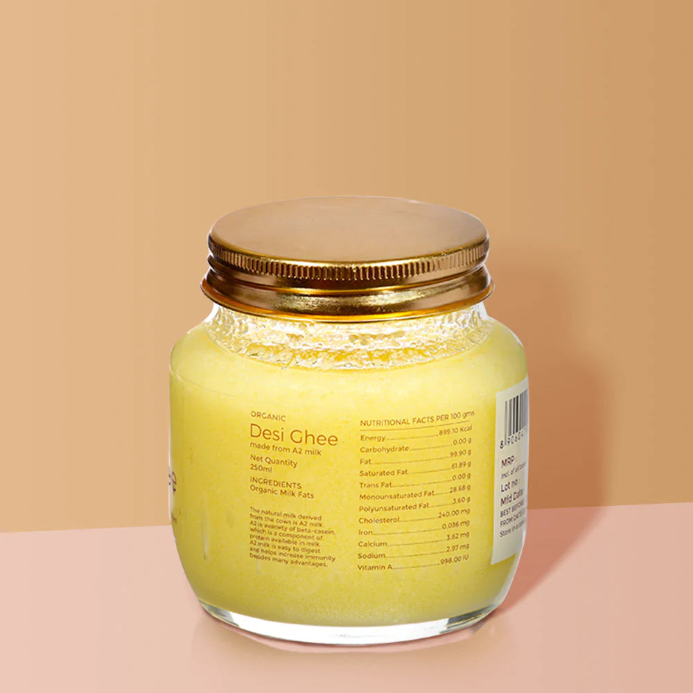 Ghee | A2 Desi Cow Milk Ghee - Organic - Indian - Pure And Sure - 250ml