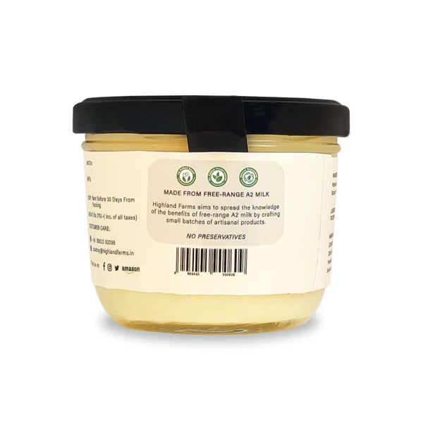 Butter | Yellow (Salted) - Made With A2 Milk - Free Range - Preservatives Free - The Highland Farms - 200gm