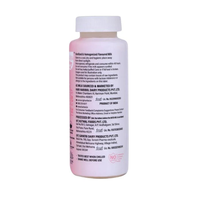 A2 Flavoured Milk | Rose Flavoured A2  Milk - Source of Protein and Calcium- No Refined sugar, No emulsifiers, No stabilisers- Cholesterol Free, No Preservatives or Artificial flavours - Haribol - 220ml