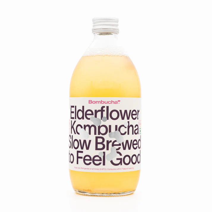 Kombucha  | Elderflower Kombucha - Raw &amp; Unpasteurized - No Added Vinegar, Artificial Flavours Or No Added Preservatives - Bombucha - 500ml