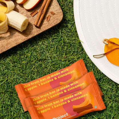 Fruit Bar | Apple Banana Cinnamon Fruit Bar - Vegan, Gluten Free &amp; High Fiber-No Added sugar, No preservatives - Pure Project - 25gm